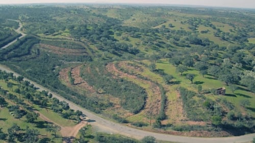 Aerial View Green Rural Landscape