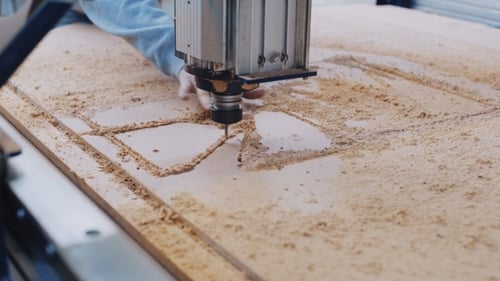 Industrial Wood Cut Machine at Work