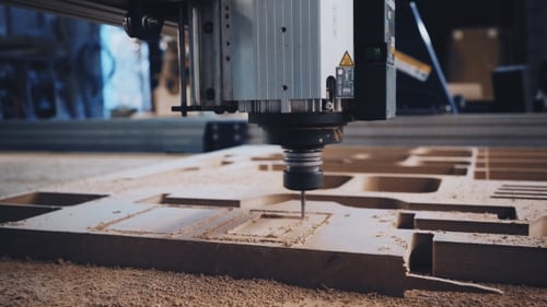 CNC Milling Machine Cuts Wood