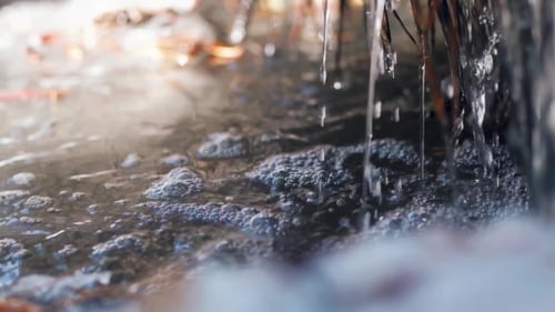 Running Water in a Stream of Melted Snow