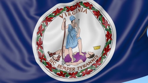 Waving Virginia State Flag with State Seal