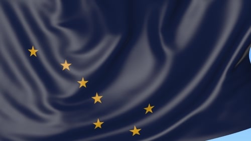 Realistic Alaska State Flag Waving Animation