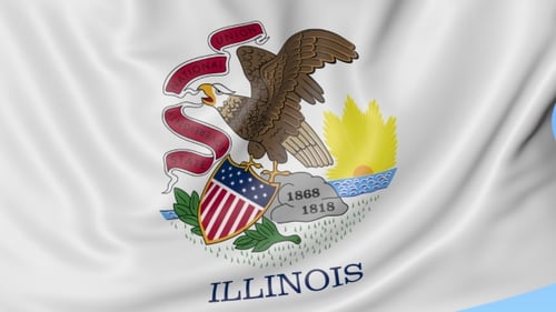Realistic Waving Illinois State Flag