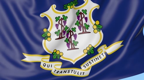 Realistic Waving Flag of Connecticut State