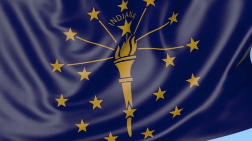 Realistic 3D Animated Indiana State Flag Waving