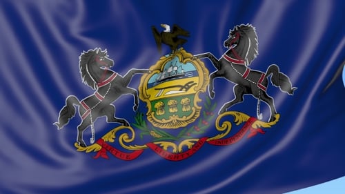 Realistic Waving Pennsylvania State Flag Loop