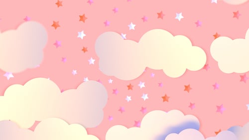 Looping Pastel Sky with Cartoon Clouds and Stars Background