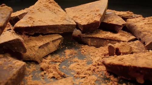 Dark Chocolate Chunks Covered in Cocoa Powder