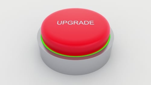 3D Upgrade Button Press Animation with Green Light