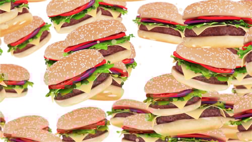 Falling 3D Hamburgers Seamless Animated Background