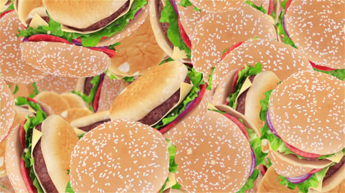 Falling Delicious Burgers Seamless Loop Background Animation