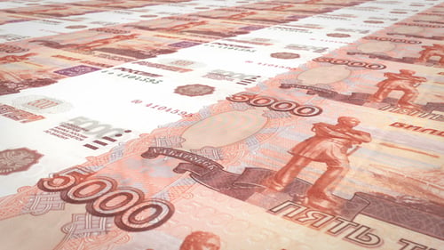 Animated Russian Ruble Banknotes Financial Background Loop