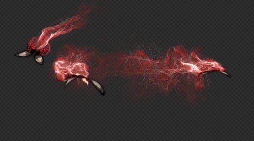 Dynamic Butterfly with Fluid Red Particle Trail Animation