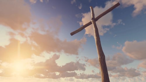Old Wooden Cross - Sunset