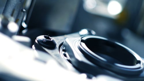 Rotating of Metal Parts in a Mechanical Device. Spinning Mechanism of Car Engine