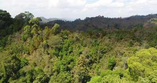 Aerial View flying over mountain in Thailand