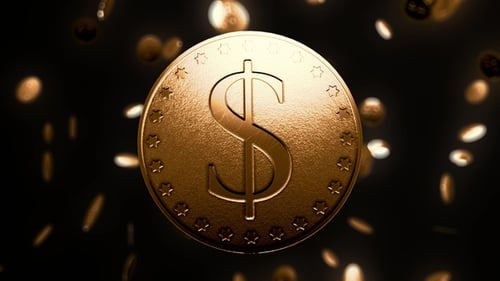 Animated 3D Gold Dollar Coin Rotating