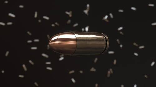 Pistol Bullets Floating in Space