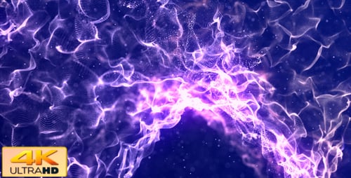 Dynamic Purple Particle Light Wave Flowing Background