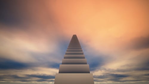 Infinite Stairway Through Clouds - Abstract Ascension