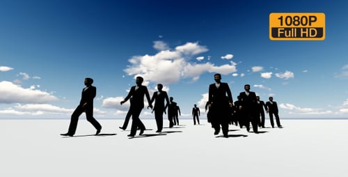Silhouettes of Business People Walking Forward