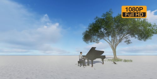 Animated 3D Grand Piano Performance in a Peaceful Nature Scene