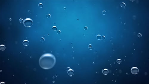 Floating Clear Bubbles Ascending in Blue Water Loop