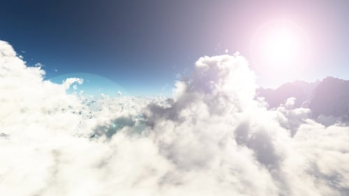 Loop Mountains in Snow and Clouds at Blue Sky