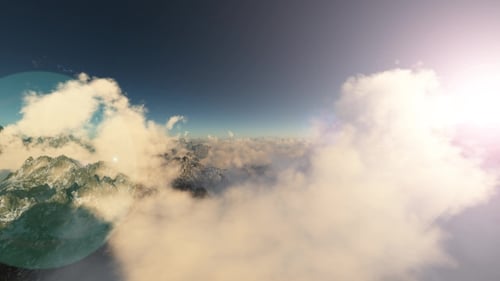 Loop Mountains in Snow and Clouds at Blue Sky