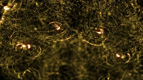 Abstract Golden Particles Swirl and Flow Background