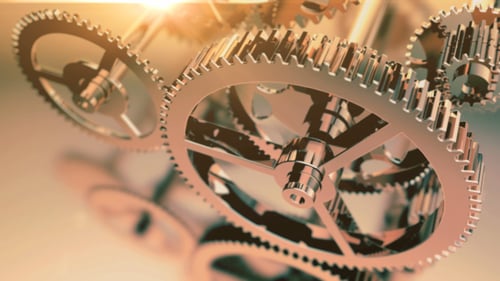 Industrial Metallic Gears Rotating Animation for Technology Concepts