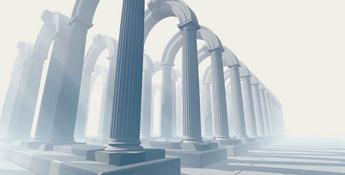 Seamless Fly-Through Infinite White Architectural Arches and Pillars