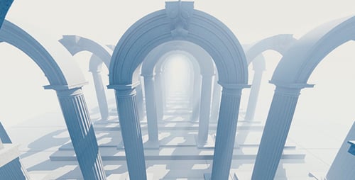 Elegant 3D Animation: Seamless Loop Through White Archways
