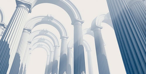 Infinite White Arches and Columns Passage