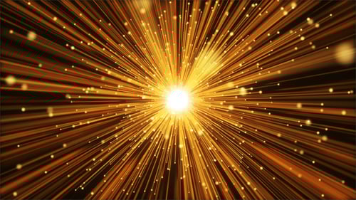 Golden Radiant Light Burst with Sparkling Particles Animation