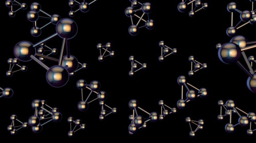 Abstract 3D Molecular Structures Flowing with Alpha Channel