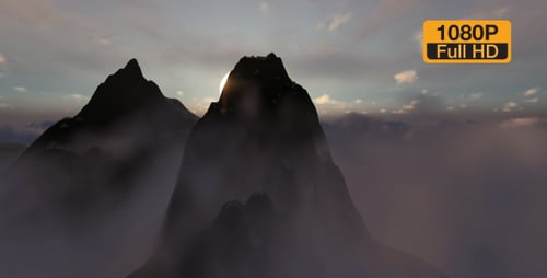 Montañas puntiagudas y sol
