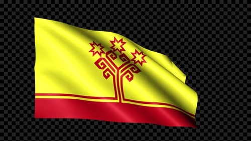 Waving Yellow and Red Flag with Emblem Animation