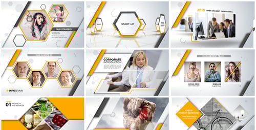 Clean Corporate Presentation Template with Hexagonal Layouts