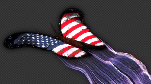 American Flag Particle Trail with Dynamic Light Streaks