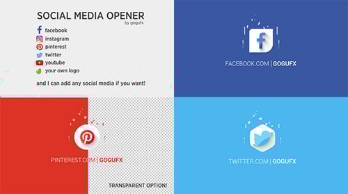 Social Media Logo Opener with Flat Design Reveals