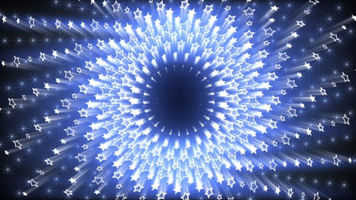 Bright Blue Glowing Stars Tunnel Background Loop