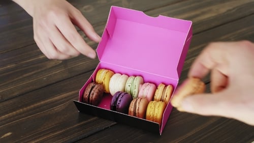 Macarons Presented Inside the Gift Box