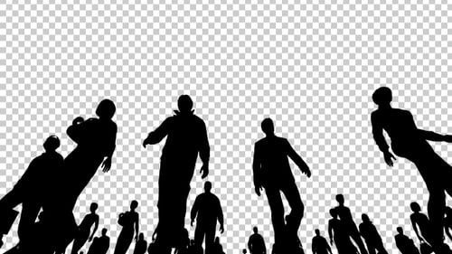 Walking Crowd Silhouettes from Below with Alpha Channel