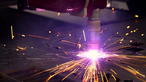 CNC Laser Plasma Cutting of Metal, Modern Industrial Technology.