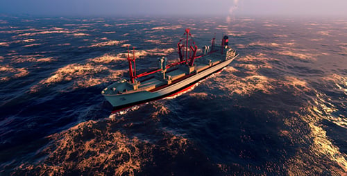 Large Transport Ship In The Ocean
