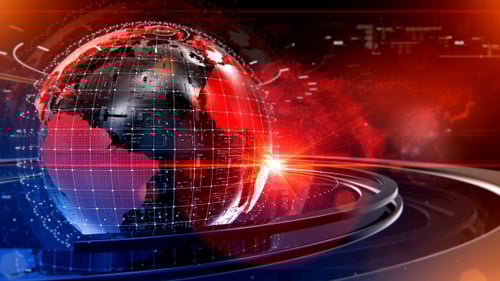 Futuristic Rotating Digital Earth Globe Broadcast Background