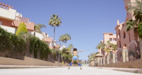 Female Rollerskating on the Road