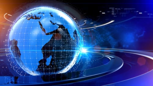 Digital Globe Spinning with Data Connections for News Broadcasts