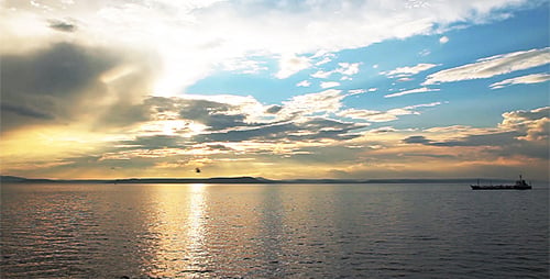 Evening Sea and Ship